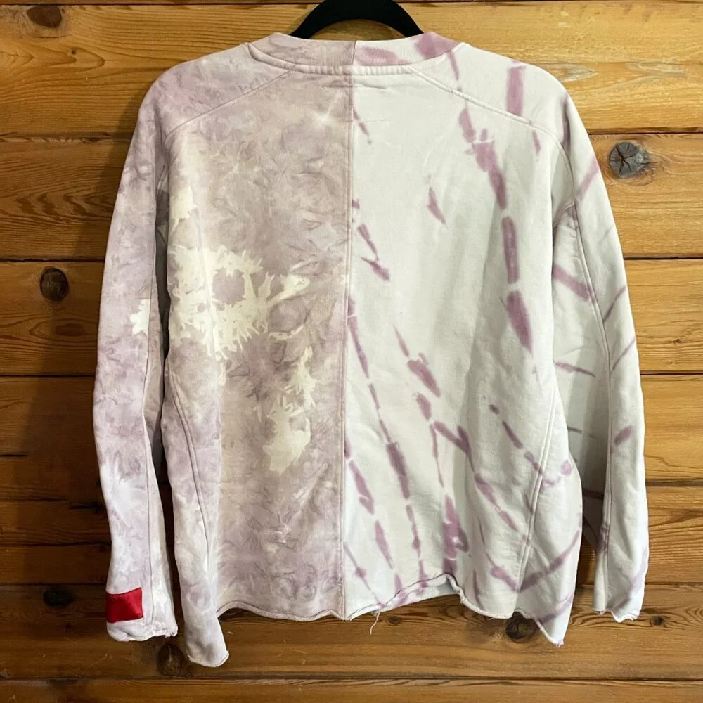 CHNGE Tie Dye Embroidered Logo Pullover Crew Neck Sweatshirt Purple/Pink Small